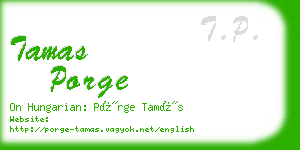 tamas porge business card